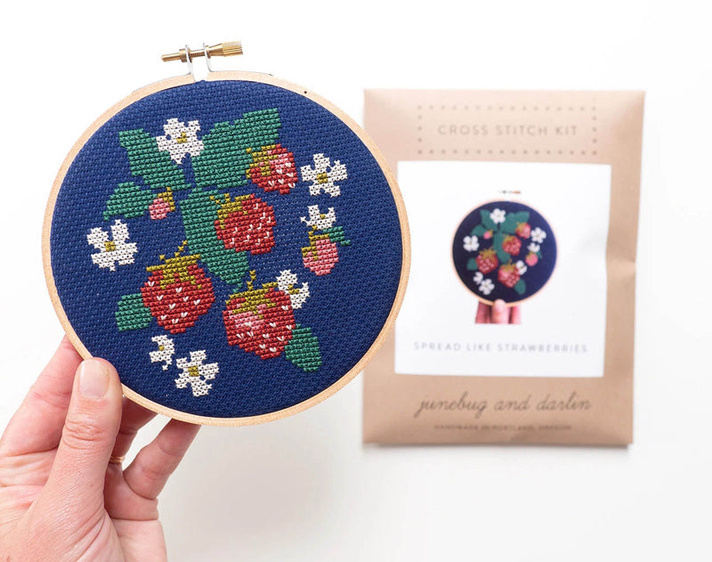 Spread Like Strawberries Cross Stitch Kit from Junebug and Darlin