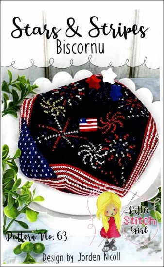 Stars & Stripes Biscornu By Little Stitch Girl Counted Cross Stitch Pattern