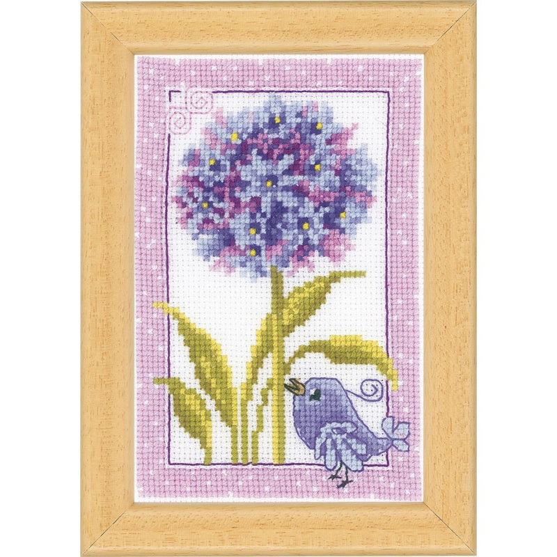 Bird with Wildflowers (18 Count) Miniatures by Vervaco Counted Cross Stitch Kit 4.25 "X6" 3/Pkg