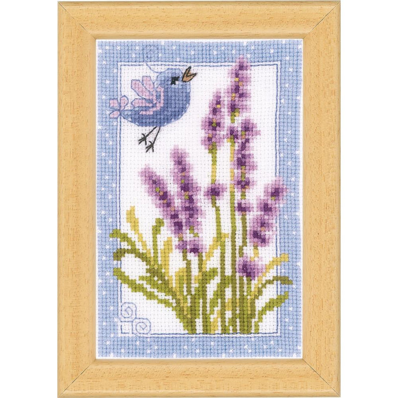 Bird with Wildflowers (18 Count) Miniatures by Vervaco Counted Cross Stitch Kit 4.25 "X6" 3/Pkg