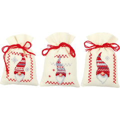 Christmas Gnomes by Vervaco 3 Sachet Bags Counted Cross Stitch Kit