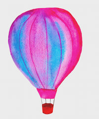 Contemporary Blue and Pink Hot Air Balloon Hand Embroidery Pattern