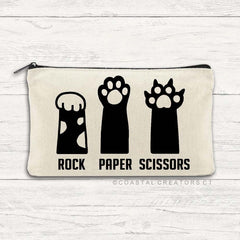 Cat Rock, Paper, Scissors Multi-Use Canvas Zipper Pouch Bag by Coastal Creations