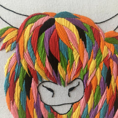 Highland Cow Embroidery Kit Boxed With Hoop By Cinnamon Stitching