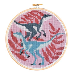 Velociraptors Cross Stitch Kit  Beginner Craft Kit From Hawthorn Handmade