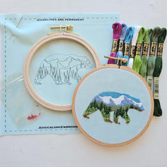 Mountain Bear Embroidery Kit from Jessica Long Embroidery