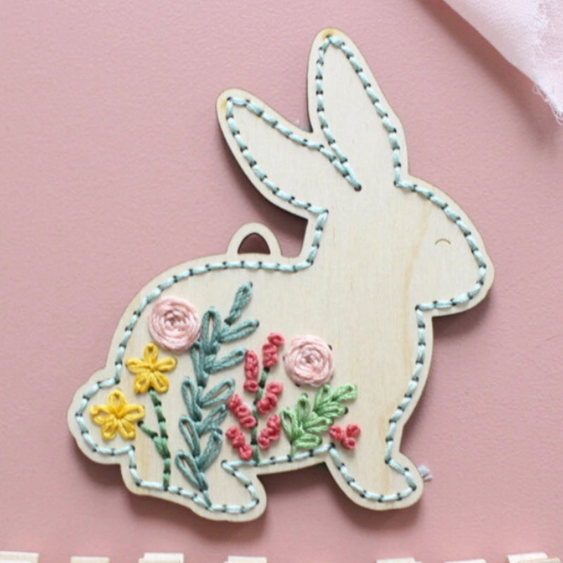 SPRING BUNNY-Diy Wood Embroidery Kit -  EMBROIDERY KIT By HNB House Embroidery