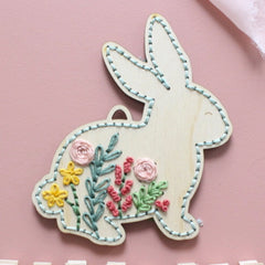 SPRING BUNNY-Diy Wood Embroidery Kit -  EMBROIDERY KIT By HNB House Embroidery