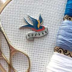 Crafty Swallow Enamel Needle Minder by Snarky Crafter Designs