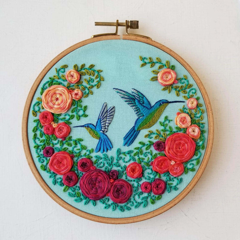 Summer Hummingbirds Beginner Hand Embroidery Kit By Jessica Long Embroidery