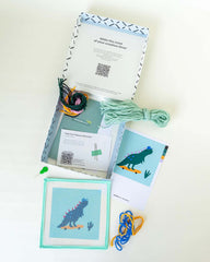 Dino the Skater - Needlepoint Kit For Kids Diy Embroidery By Unwind Studio