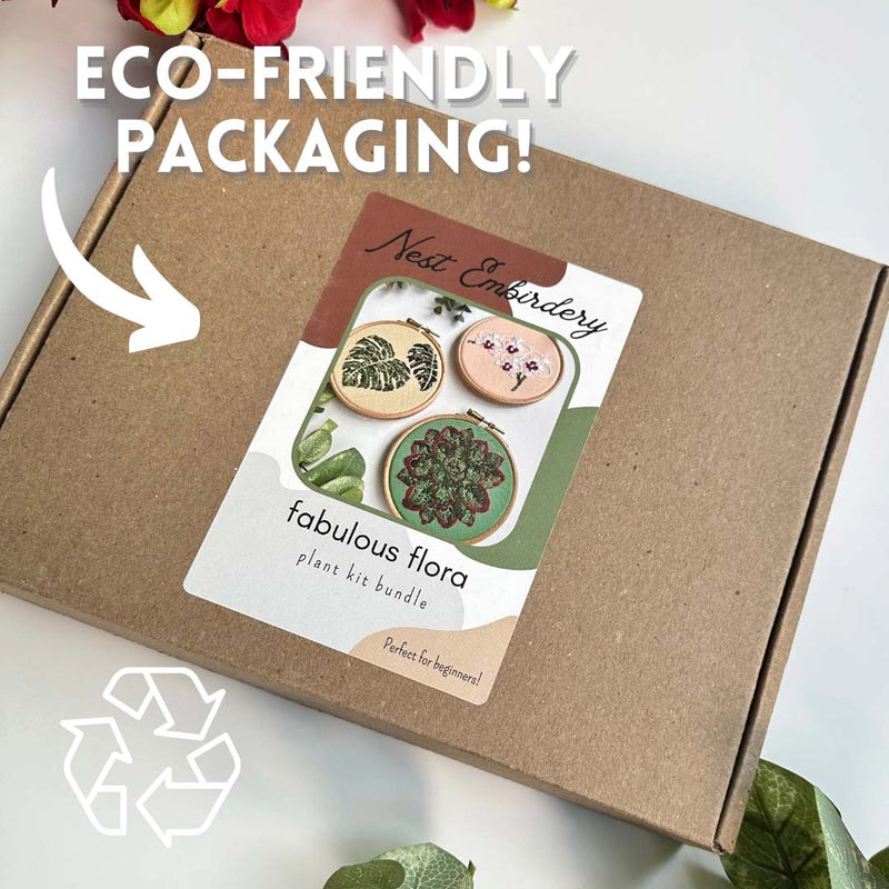 Fabulous Flora 3 Mini Kit Bundle Embroidery Kits From Nest Embirdery
