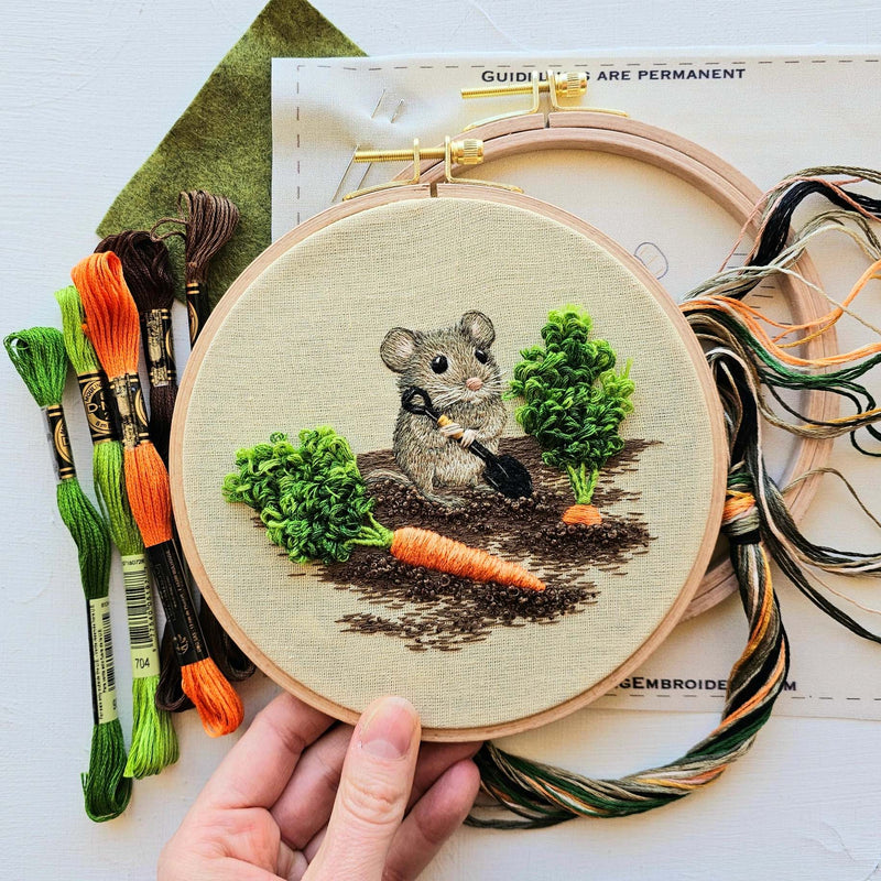 Garden Mouse Intermediate Hand Embroidery Kit By Jessica Long Embroidery