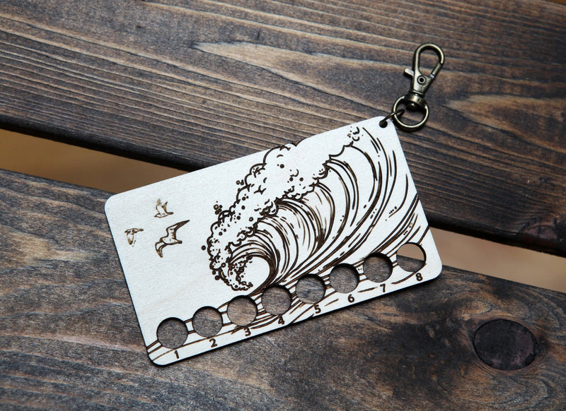 Ocean Wave Embroidery Maple Wood Floss Storage Holder From Sunrise Grove