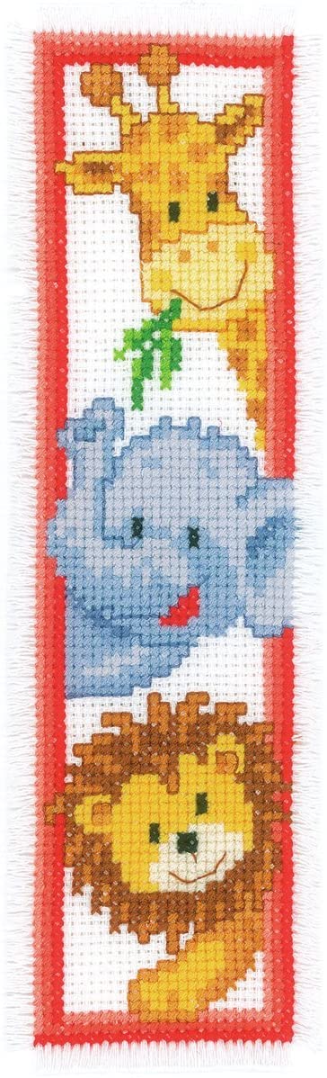 Jungle Animals Bookmark by Vervaco Counted Cross Stitch Kit 2.5"X8" 2/Pkg