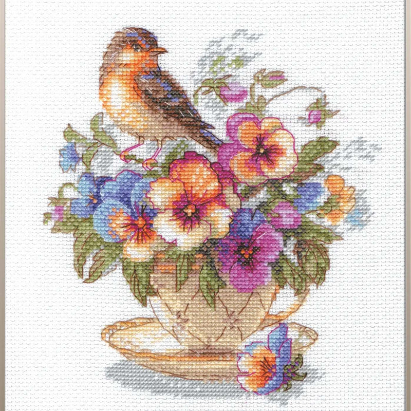 Tea Blossom Bird by Riolis Counted Cross Stitch Kit