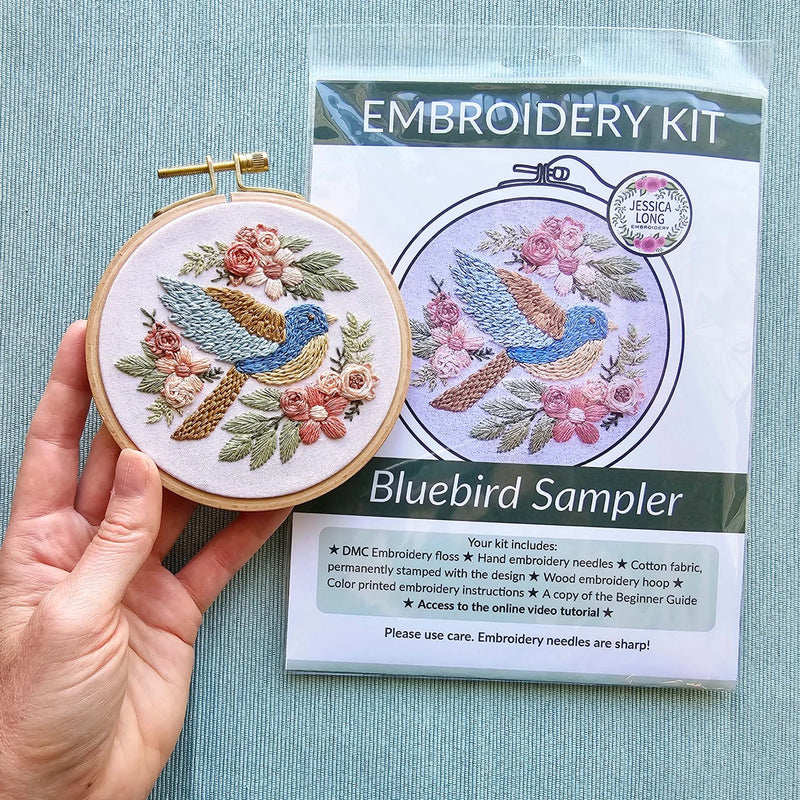 Bluebird Sampler Beginner Hand Embroidery Kit By Jessica Long Embroidery