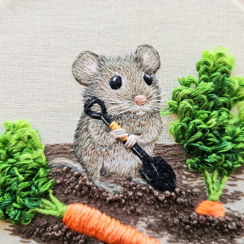 Garden Mouse Intermediate Hand Embroidery Kit By Jessica Long Embroidery