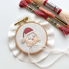 Santa Embroidery Kit, 3” Christmas Tree Ornament, Diy Craft- By Matryoshka Doll Shop Counted Cross Stitch Kit -  Great for a New Stitcher!