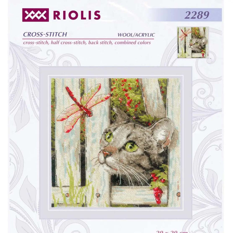 Who Are You Kitty and Dragonfly by Riolis Counted Cross Stitch Kit