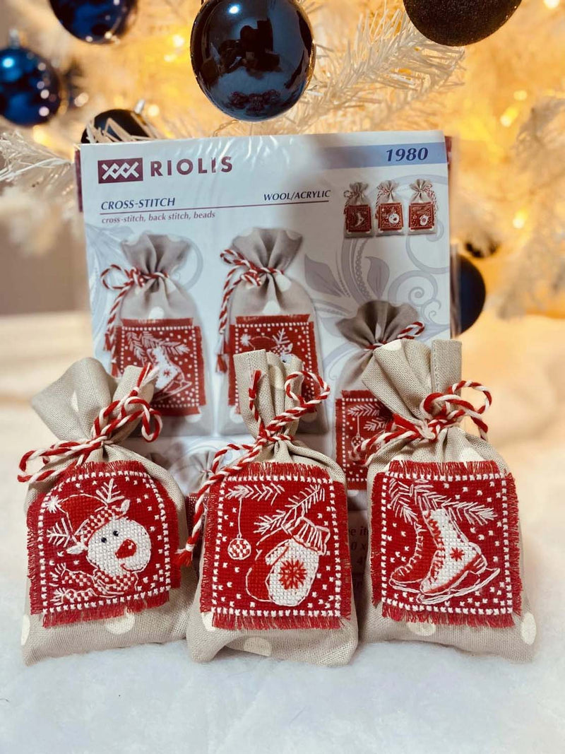 Christmas 2-Winter Gifts Bags by Riolis Counted Cross Stitch Kit