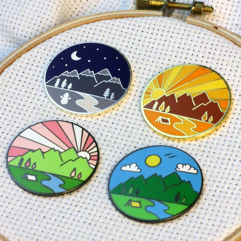 Four Seasons Set of 4-Enamel Needle Minders by Snarky Crafter Designs