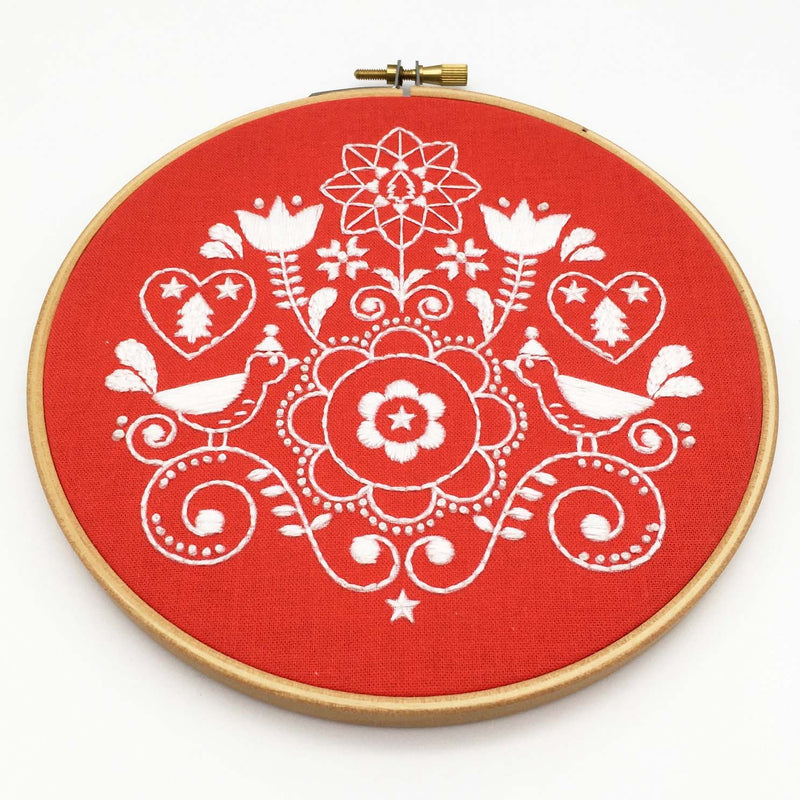 Christmas Design #7 Embroidery Fabric Embroidery Stamped  Fabric By Cinnamon Stitching