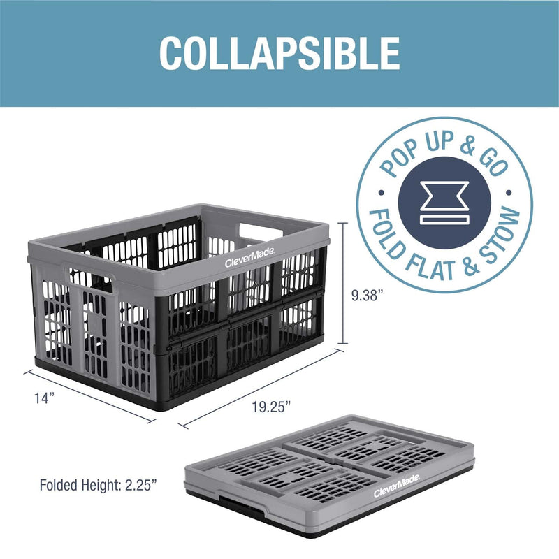 32L Collapsible Utility Crate From Clever Made-Stone