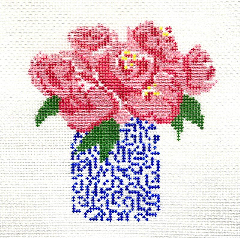 Pink Peonies Flowers Needlepoint Canvas By Alice & Blue