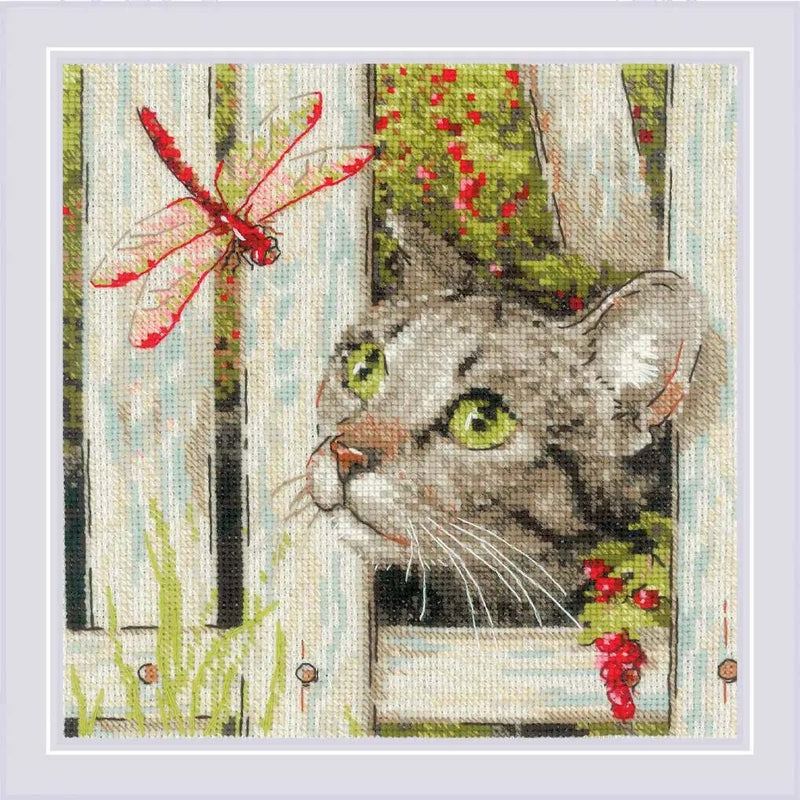 Who Are You Kitty and Dragonfly by Riolis Counted Cross Stitch Kit
