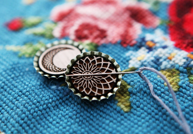 Sun and Moon 2 Wood Magnetic Needle Minder For Needle Arts Needle Minder For Sewing & Embroidery From Sunrise Grove