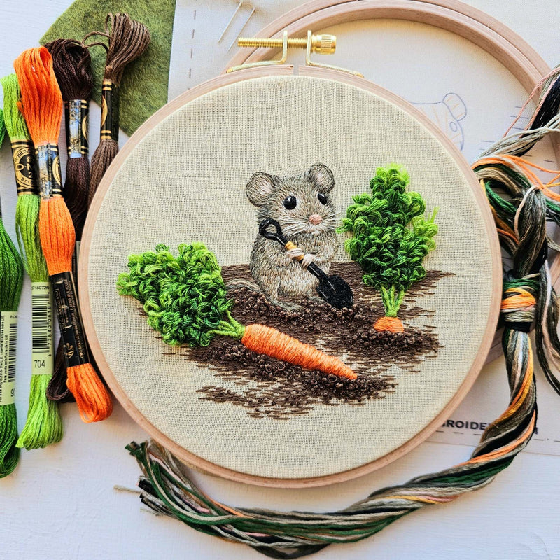 Garden Mouse Intermediate Hand Embroidery Kit By Jessica Long Embroidery