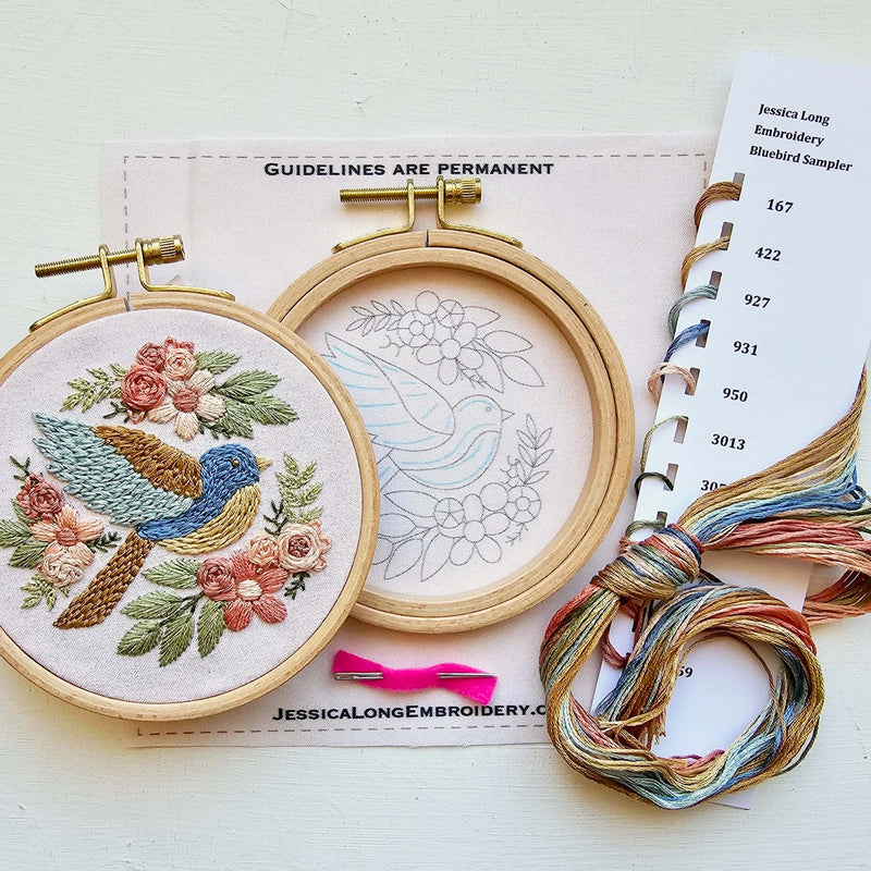 Bluebird Sampler Beginner Hand Embroidery Kit By Jessica Long Embroidery