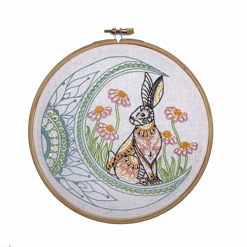 Celestial Hare Embroidery Kit Boxed With Hoop By Cinnamon Stitching