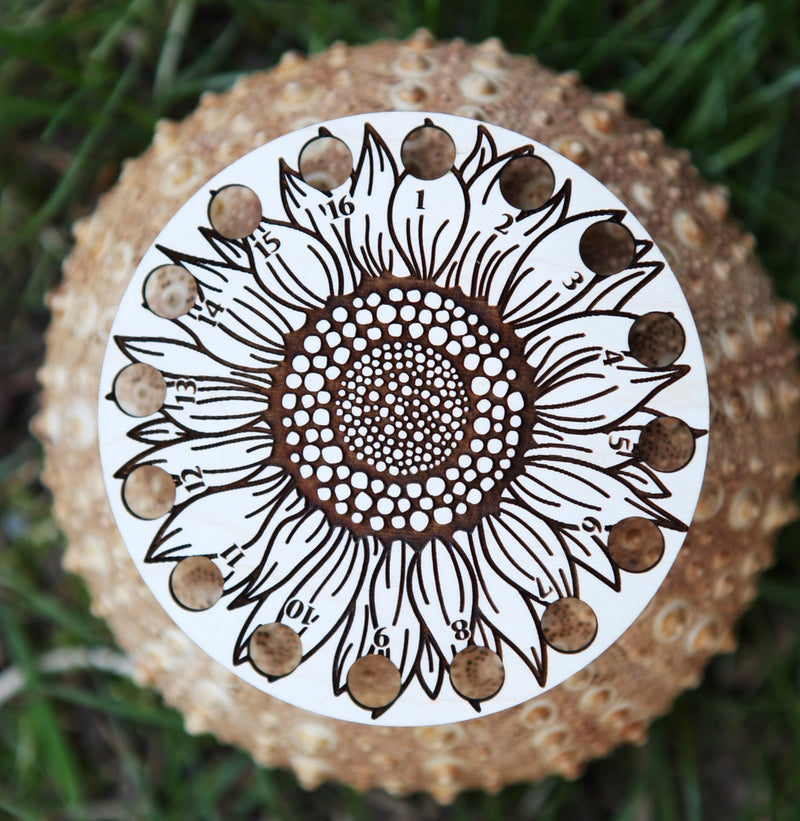 Sunflower Embroidery Maple Wood Floss Storage Holder From Sunrise Grove