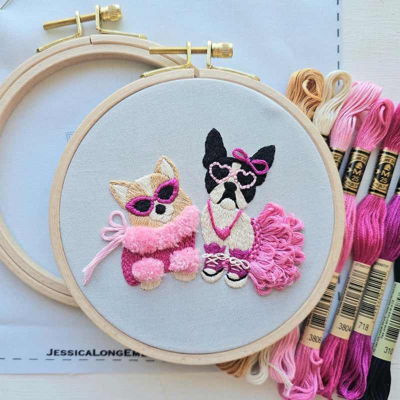 Pawty Time Embroidery Kit from Jessica Long Embroidery