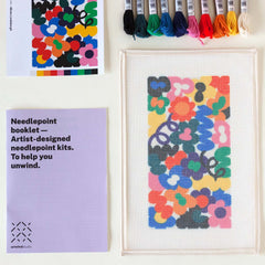 Jungley Flowers Kit Diy Needlepoint Kit Embroidery By Unwind Studio