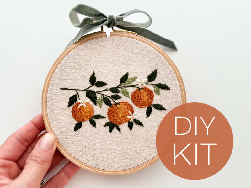 Orange Beginner Embroidery Kit - Stitch Sampler For Beginners - By Matryoshka Doll Shop Counted Cross Stitch Kit -  Great for a New Stitcher! (Copy)