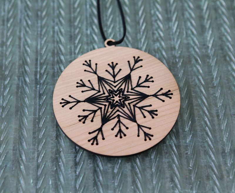 Embroidery Snowflake Diy- Winter Wood Ornament Kit From Sunrise Grove