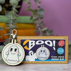 'boo!'  Mini Matchbox Cross Stitch Kit From Craft Kit Company