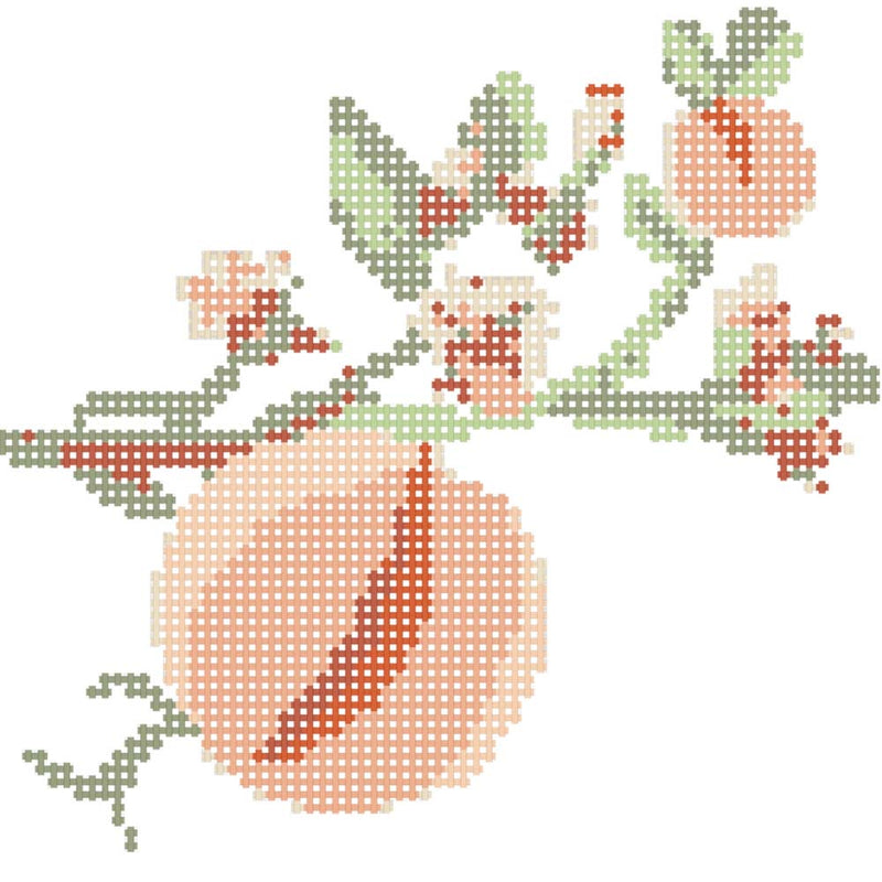 Peaches Branch Needlepoint Canvas Hand Painted 18 Mesh 4x4 By Cotswold Co Designs