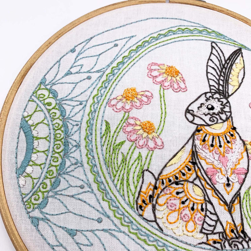 Celestial Hare Embroidery Kit Boxed With Hoop By Cinnamon Stitching