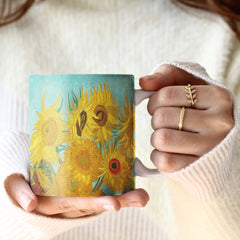 Van Gogh Sunflowers 14 oz Porcelain Mug -Contemporary Mug From Rain Capers