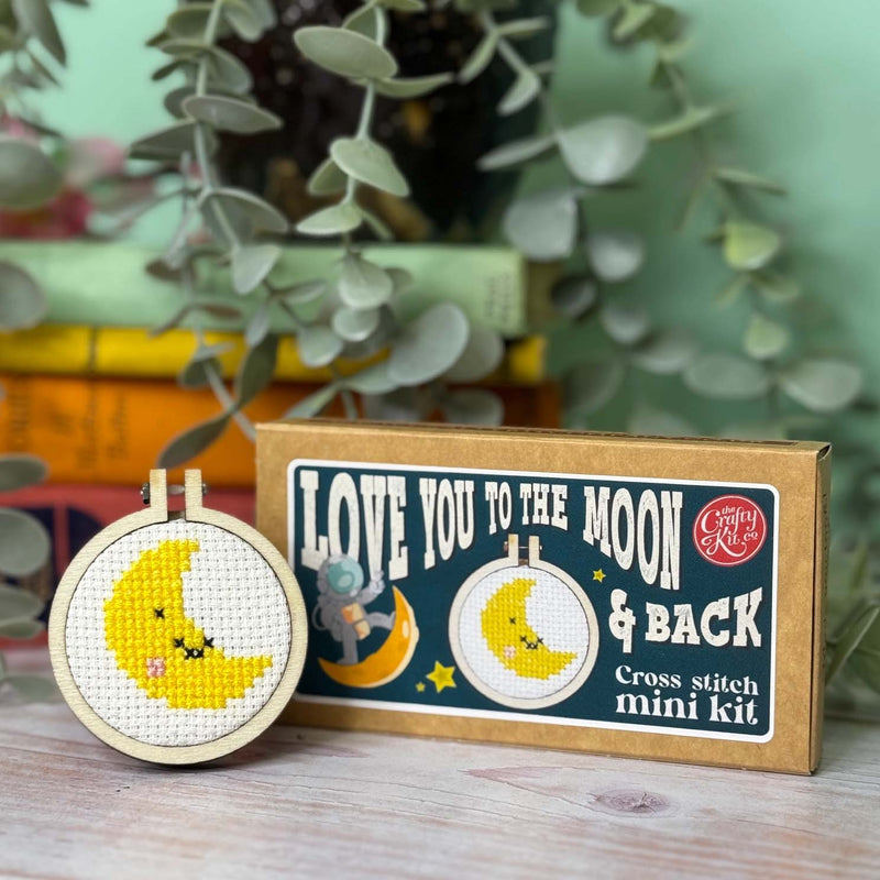 'love You To the Moon and Back' Mini Matchbox Cross Stitch Kit Counted Cross Stitch Kit From Craft Kit Company