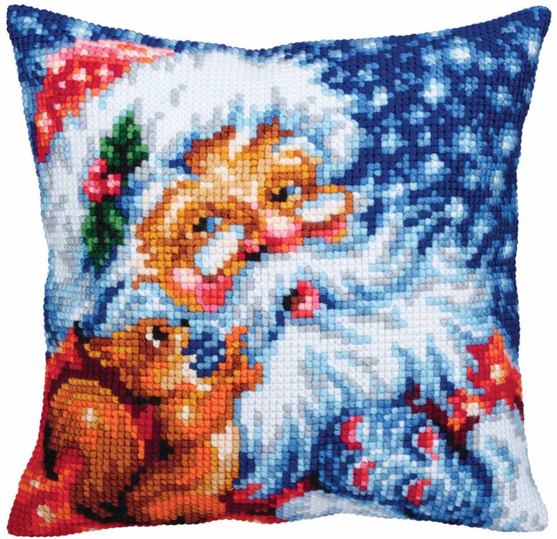 Needlepoint Pillow Kit Christmas Santa - Needlepoint Stamped Needlepoint Kit 16x16"