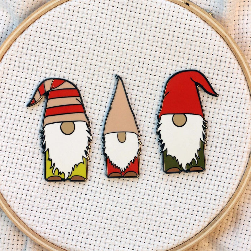 Christmas Gnome Enamel Needle Minder by Snarky Crafter Designs