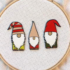 Christmas Gnome Enamel Needle Minder by Snarky Crafter Designs
