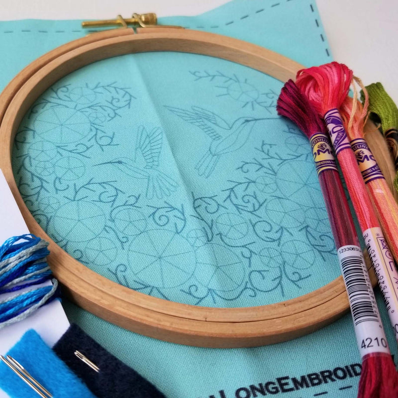 Summer Hummingbirds Beginner Hand Embroidery Kit By Jessica Long Embroidery