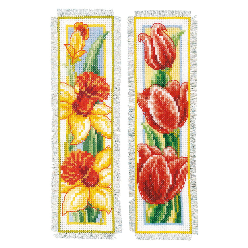 Daffodil and Tulip Flowers Vervaco Bookmark Counted Cross Stitch Kit 2.5"X8" 2/Pkg