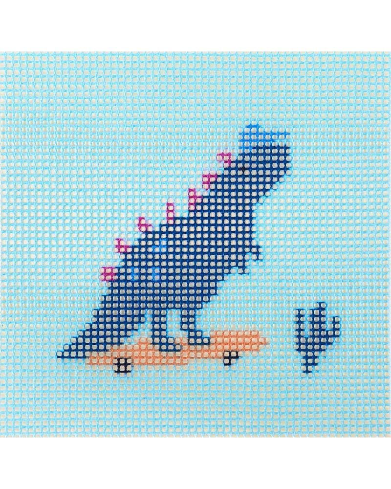 Dino the Skater - Needlepoint Kit For Kids Diy Embroidery By Unwind Studio